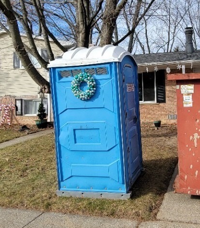Portable toilet at a construction site