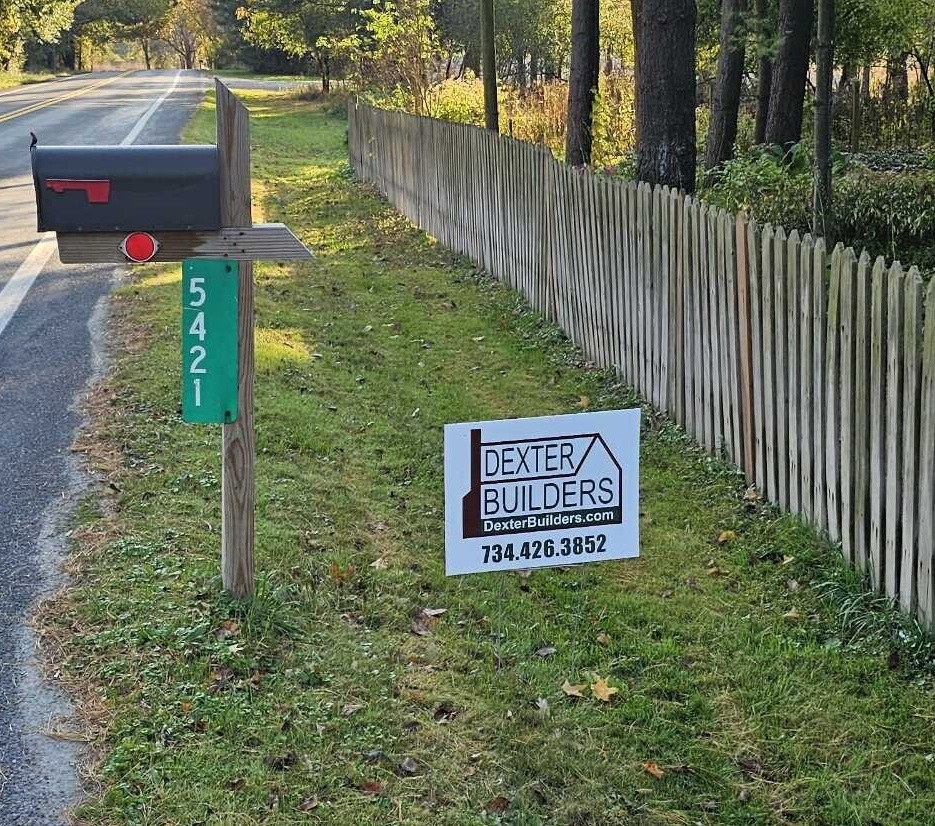 Yard sign at a residential construction site
